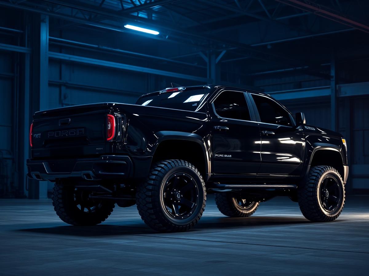 Black lifted truck with tinted windows